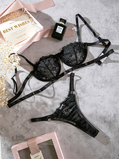 Geborduurd Kanten Beha & Culotte Set – Romantisch & Verfijnd