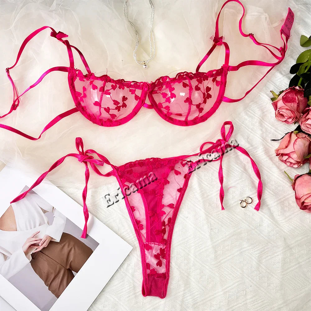 Geborduurd Kanten Beha & Culotte Set – Romantisch & Verfijnd