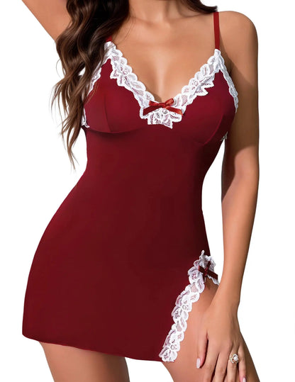 Kanten Babydoll Nachthemd – V-hals & Side Split