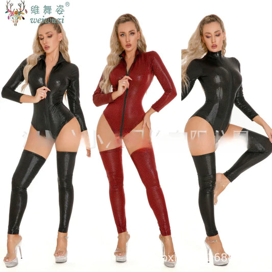 Faux Leather Bodysuit – Krachtig & Mysterieus