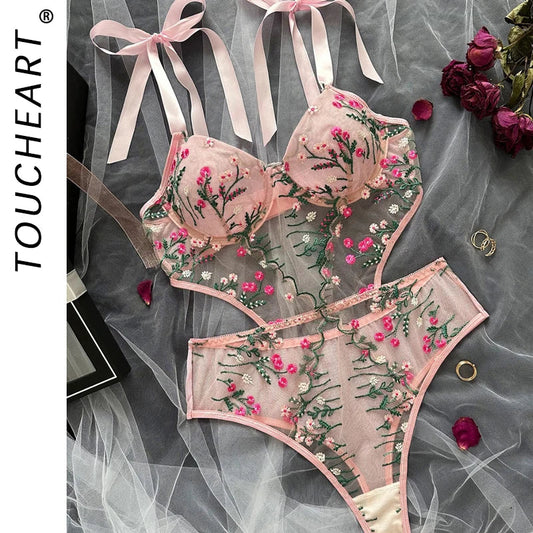 Bloemenkant Beha & Slip Set – Ultra-Dun & Verleidelijk