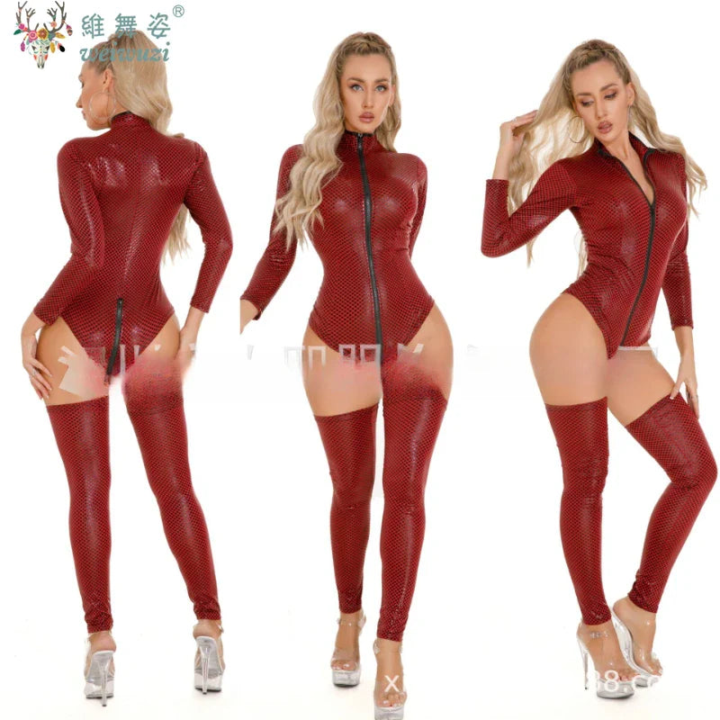 Faux Leather Bodysuit – Krachtig & Mysterieus
